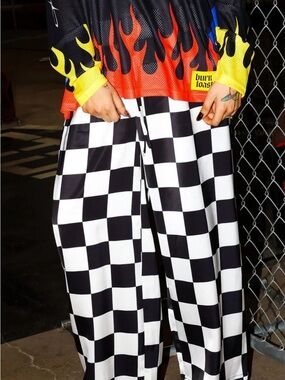Burnt Toast - Fast Lane Checkerboard Wide Leg Pants (2X/3X)